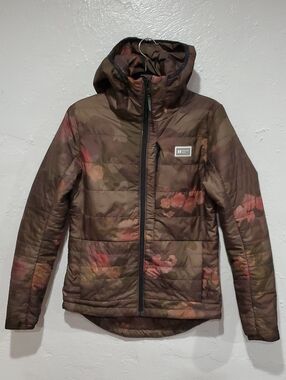 Armada Brown Floral Hooded Puffer Jacket Size XS